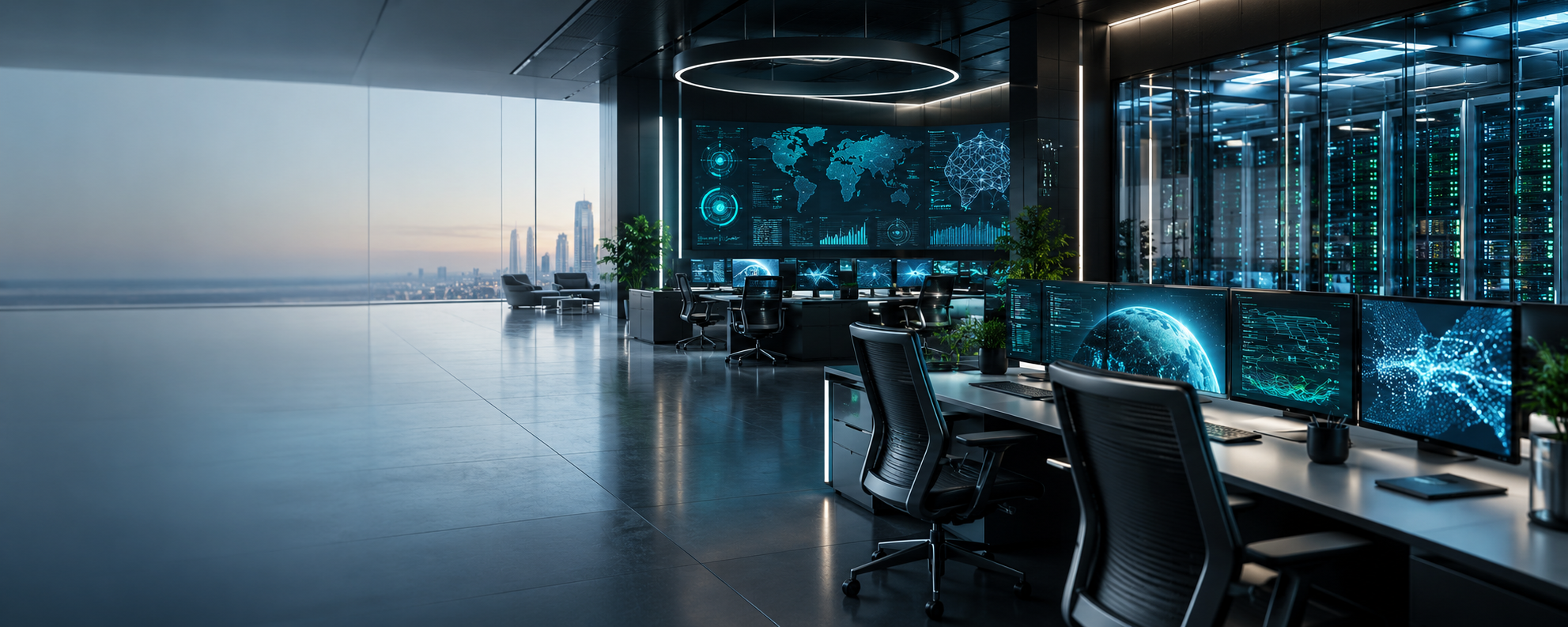 Centro moderno de operaciones tecnologicas con infraestructura, datos e inteligencia artificial